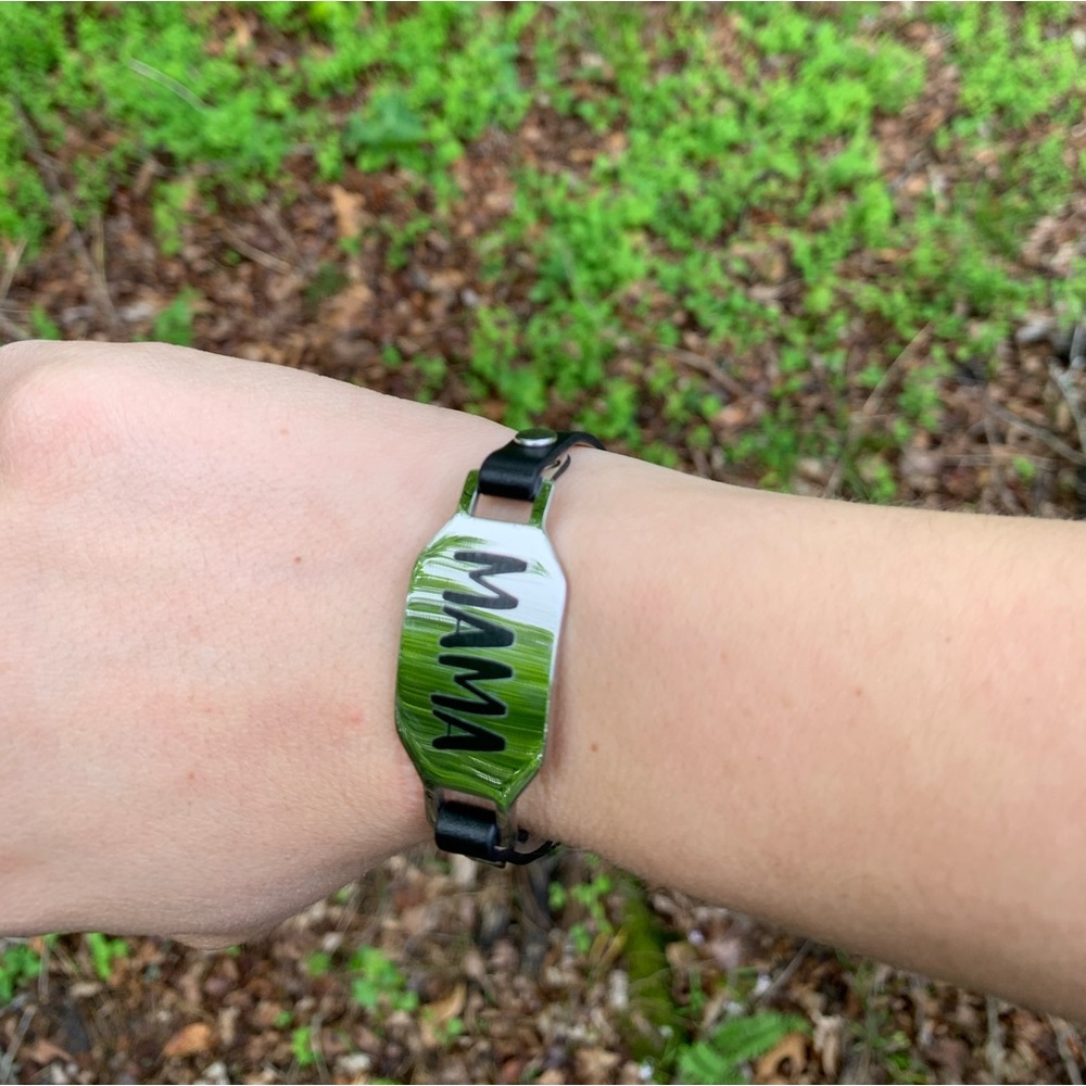 Black and silver adjustable MAMA bracelet